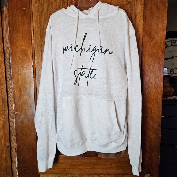 Chicka-D Tops - Michigan State chicka-d Hoodie Women Small White Heather Spartans NCAA College